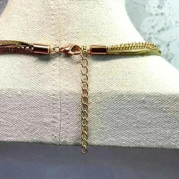 Vintage Green AB Aurora Borealis Glass Crystal Necklace - Picture 3 of 3